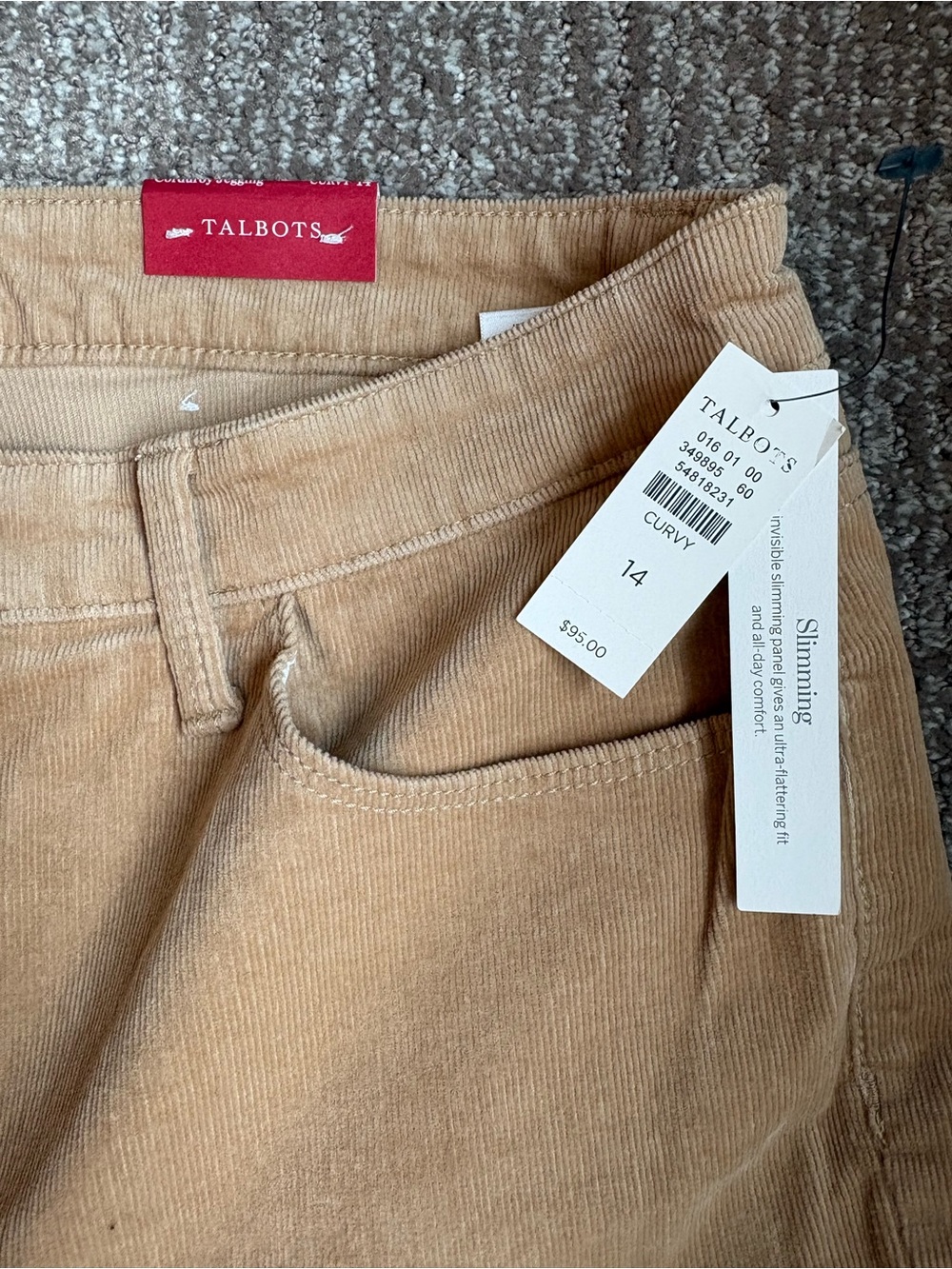 NWT Talbots Curvy Slimming Corduroy Jegging in Tan Size 14 Curvy - Picture 4 of 7